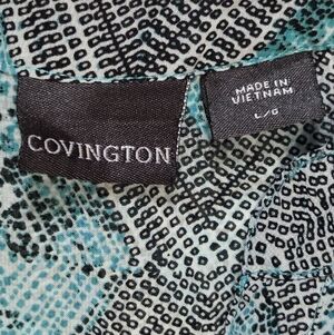 Women's Covington Sleeveless Blouse Lg Blue Gray 1/2 Button Front